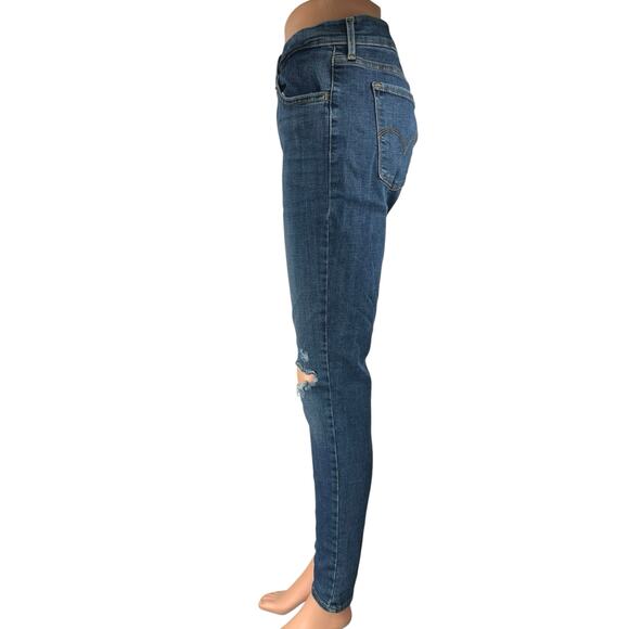 Levi's 710 Super Skinny Women's Blue Distressed Mid Rise Denim Jeans Size 31 - Picture 2 of 6